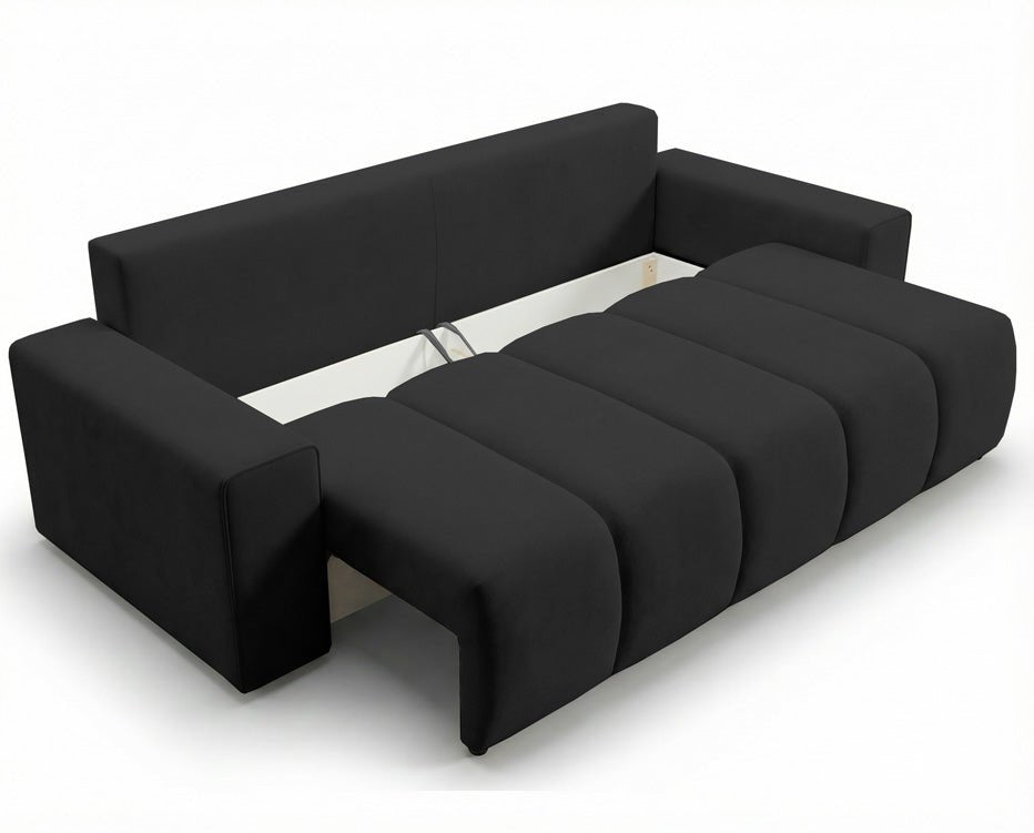 Luxusbetten24 Vena 3‑Sitzer Sofa mit Stauraum und Schlaffunktion, Samt