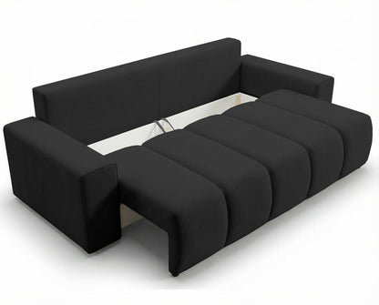 Luxusbetten24 Vena 3‑Sitzer Sofa mit Stauraum und Schlaffunktion, Samt