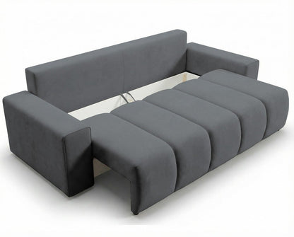 Luxusbetten24 Vena 3‑Sitzer Sofa mit Stauraum und Schlaffunktion, Samt
