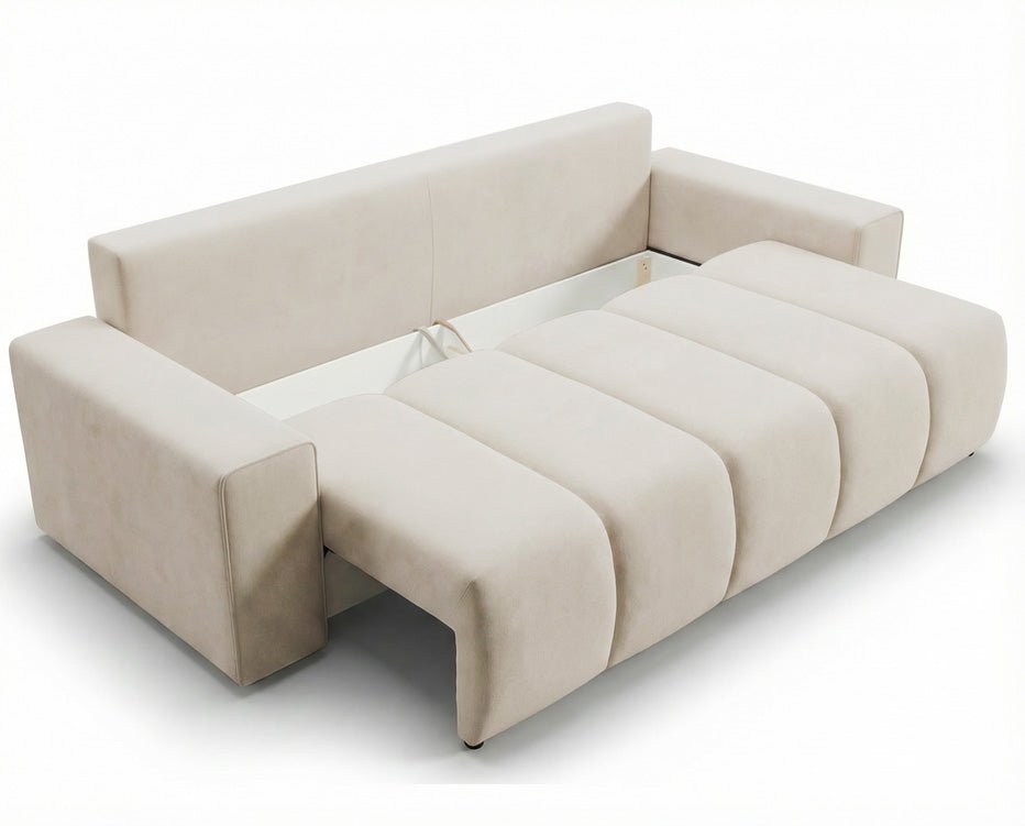 Luxusbetten24 Vena 3‑Sitzer Sofa mit Stauraum und Schlaffunktion, Samt