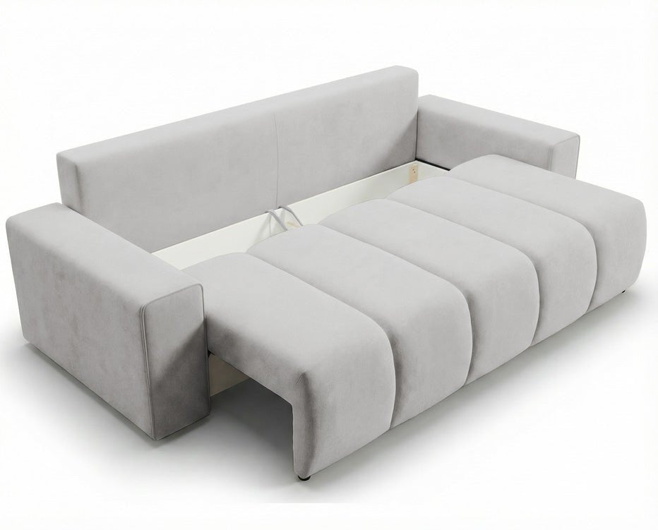 Luxusbetten24 Vena 3‑Sitzer Sofa mit Stauraum und Schlaffunktion, Samt