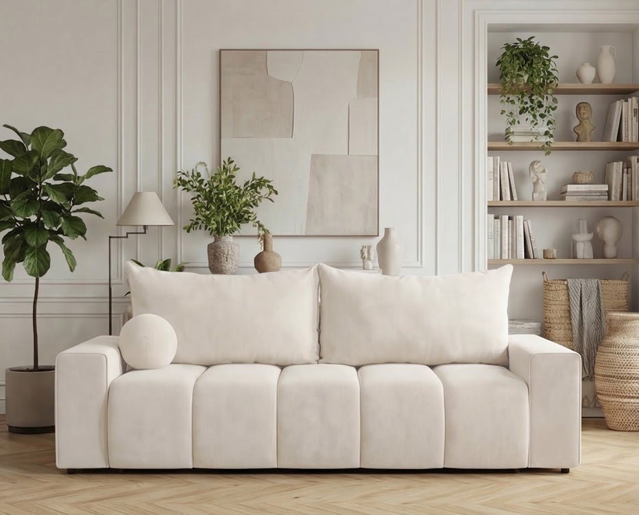 Luxusbetten24 Vena 3‑Sitzer Sofa mit Stauraum und Schlaffunktion, Samt