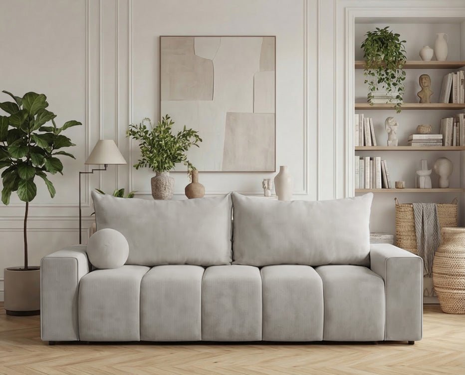 Luxusbetten24 Vena 3‑Sitzer Sofa mit Stauraum und Schlaffunktion, Samt