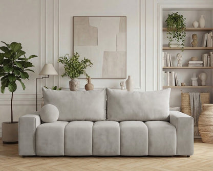 Luxusbetten24 Vena 3‑Sitzer Sofa mit Stauraum und Schlaffunktion, Samt