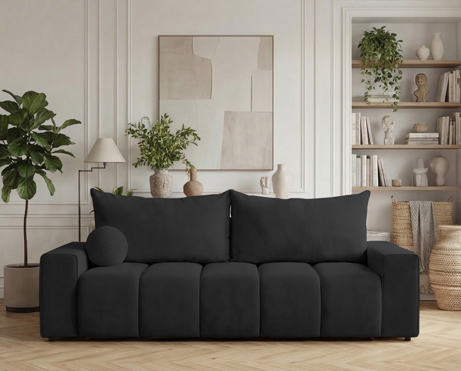 Luxusbetten24 Vena 3‑Sitzer Sofa mit Stauraum und Schlaffunktion, Samt