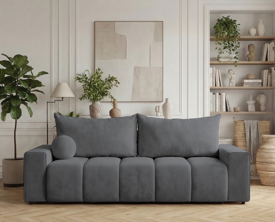 Luxusbetten24 Vena 3‑Sitzer Sofa mit Stauraum und Schlaffunktion, Samt