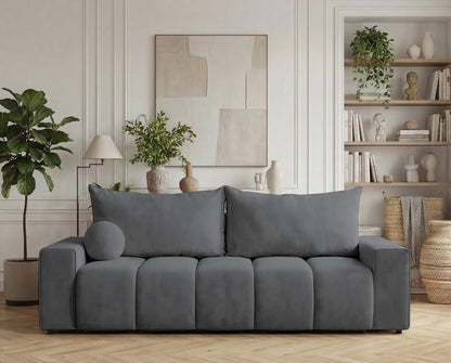 Luxusbetten24 Vena 3‑Sitzer Sofa mit Stauraum und Schlaffunktion, Samt