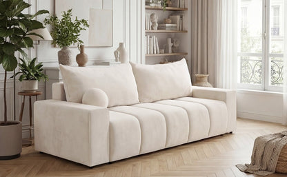 Luxusbetten24 Vena 3‑Sitzer Sofa mit Stauraum und Schlaffunktion, Samt