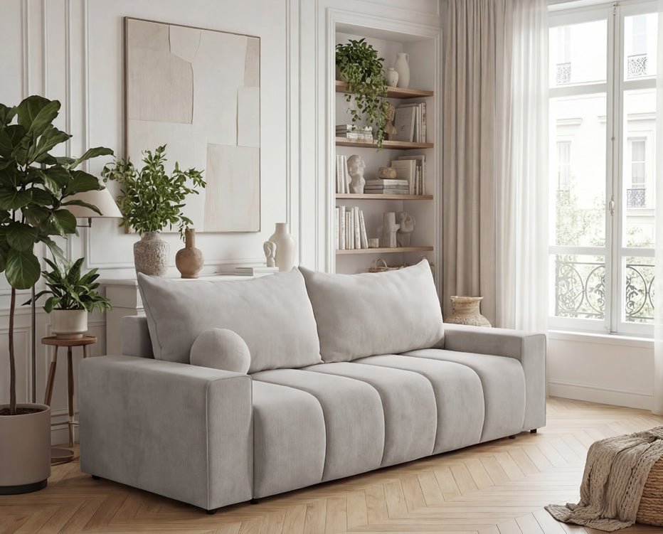 Luxusbetten24 Vena 3‑Sitzer Sofa mit Stauraum und Schlaffunktion, Samt