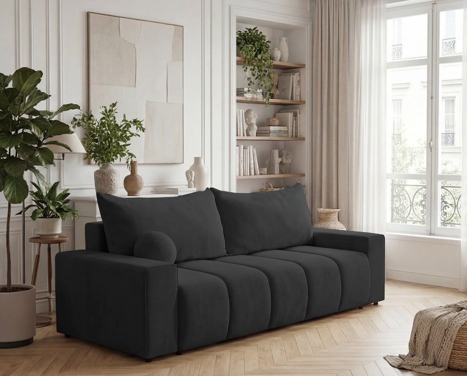Luxusbetten24 Vena 3‑Sitzer Sofa mit Stauraum und Schlaffunktion, Samt