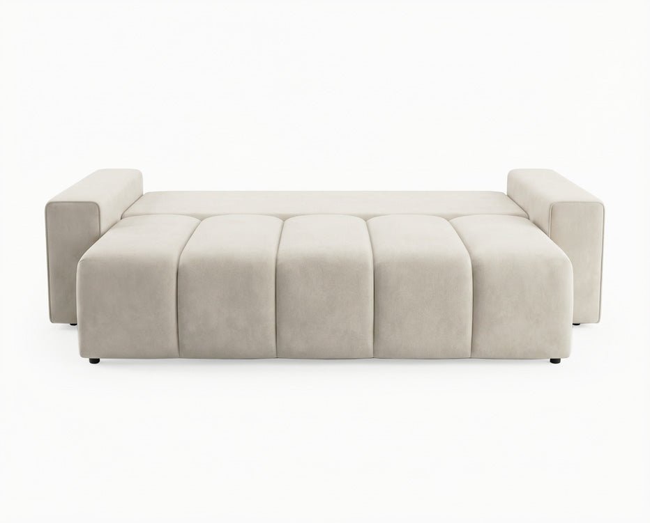 Luxusbetten24 Vena 3‑Sitzer Sofa mit Stauraum und Schlaffunktion, Samt