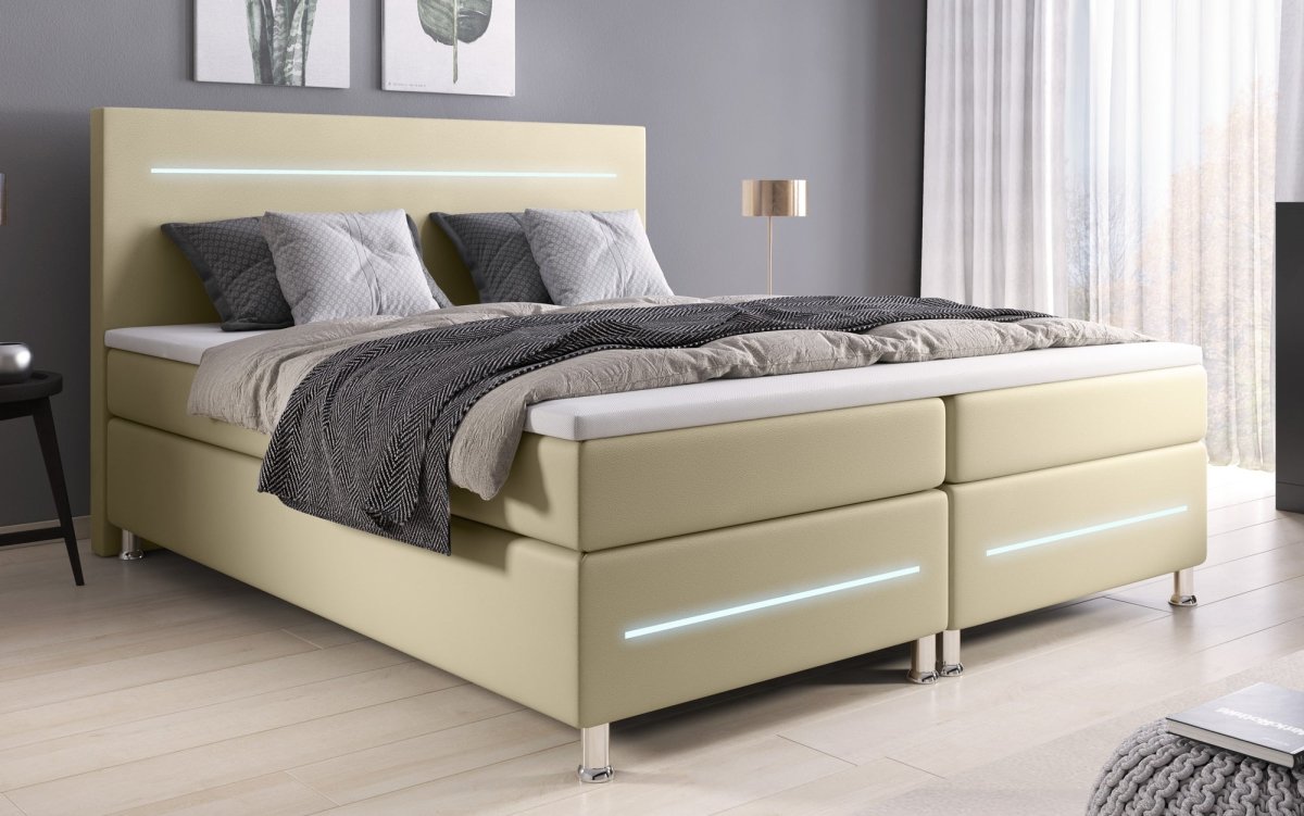Luxusbetten24 Sejour Boxspringbett mit LED, Hochwertig für Erwachsene