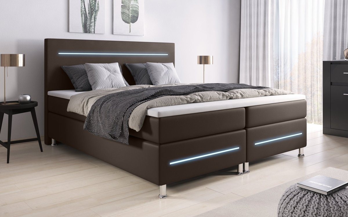 Luxusbetten24 Sejour Boxspringbett mit LED, Hochwertig für Erwachsene