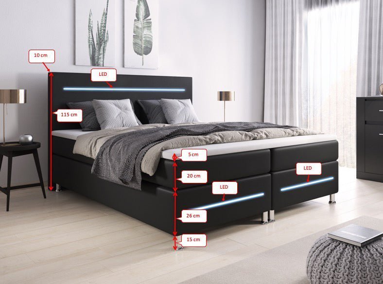 Luxusbetten24 Sejour Boxspringbett mit LED, Hochwertig für Erwachsene