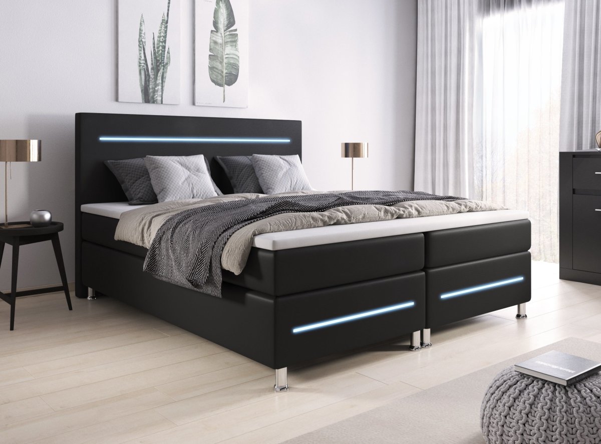 Luxusbetten24 Sejour Boxspringbett mit LED, Hochwertig für Erwachsene