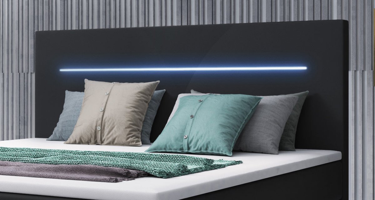Luxusbetten24 Sejour Boxspringbett mit LED‑Beleuchtung, 140×200 cm, Beige, H3