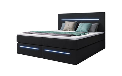 Luxusbetten24 Sejour Boxspringbett mit LED‑Beleuchtung, 140×200 cm, Beige, H3