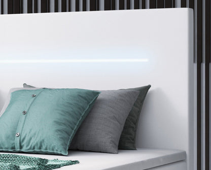 Luxusbetten24 Sejour Boxspringbett mit LED‑Beleuchtung, 140×200 cm, Beige, H3