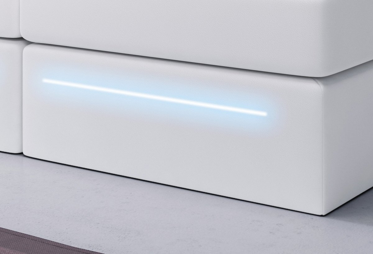 Luxusbetten24 Sejour Boxspringbett mit LED‑Beleuchtung, 140×200 cm, Beige, H3