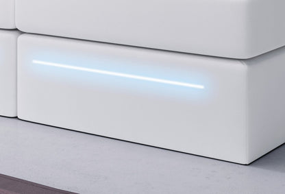 Luxusbetten24 Sejour Boxspringbett mit LED‑Beleuchtung, 140×200 cm, Beige, H3