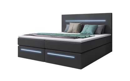 Luxusbetten24 Sejour Boxspringbett mit LED‑Beleuchtung, 140×200 cm, Beige, H3