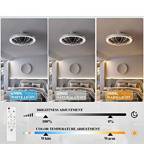 Bextsrack Plafón Ventilador 30W Tapa Cristal Gris E27