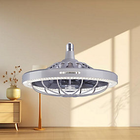Bextsrack Plafón Ventilador 30W Tapa Cristal Gris E27