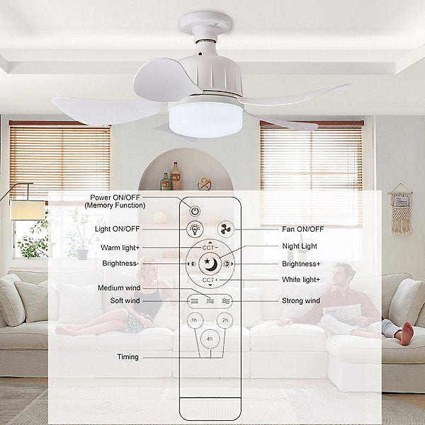 Bextsrack Ventilador de Techo con Control, 3 Modos Luz 120x115x180mm