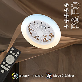 Briloner Plafón Ventilador LED CCT Blanco 24W 2600lm 15W 380×140 mm