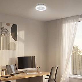 Briloner Plafón Ventilador LED CCT Blanco 24W 2600lm 15W 380×140 mm