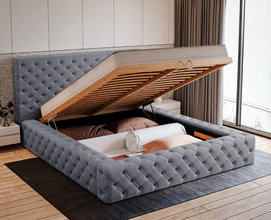 Designer Polsterbett Lana Samt mit Stauraum