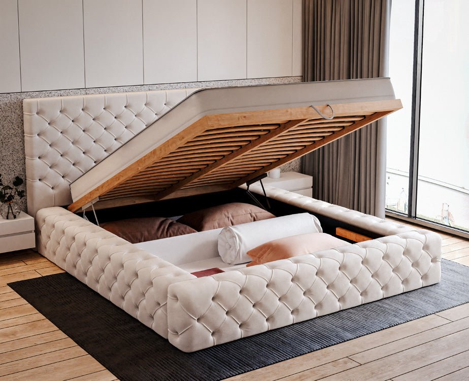 Designer Polsterbett Lana Samt mit Stauraum