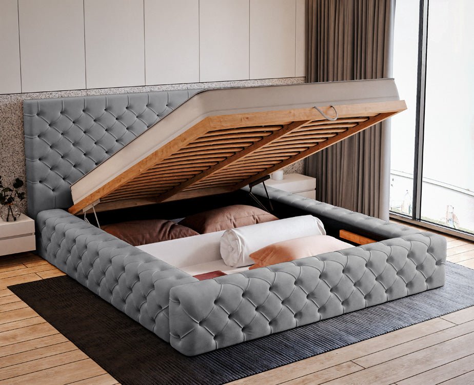 Designer Polsterbett Lana Samt mit Stauraum