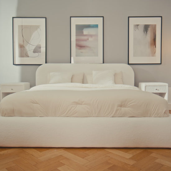 Luxusbetten24 Luma Designer Polsterbett Bouclé mit Stauraum Schlafzimmer