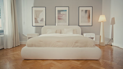 Luxusbetten24 Luma Designer Polsterbett Bouclé mit Stauraum Schlafzimmer