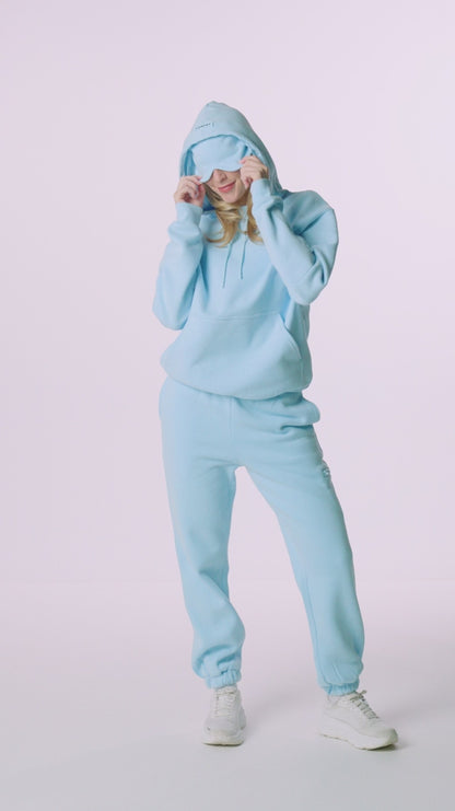 Comfrt VIP Airplane Mode Ultraweicher Reisekapuzenpullover Silk-Linie Babyblau