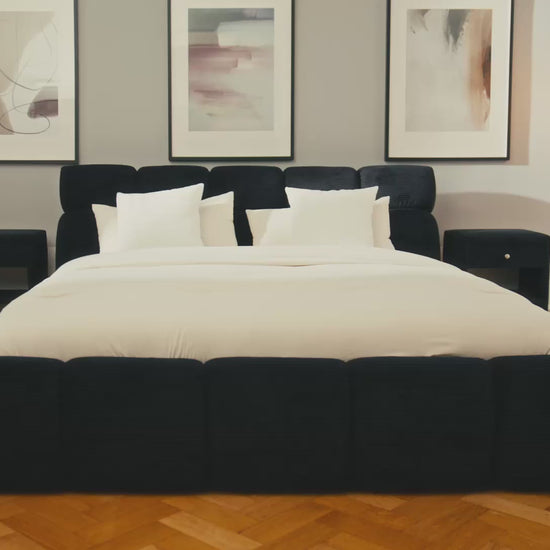 Luxusbetten24 Designer Polsterbett Dallas Bouclé mit Stauraum 140x200