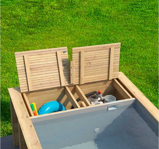 Contenedores Ejido Piscina Box Compatta Dorado Metal e Legno Rettangolare