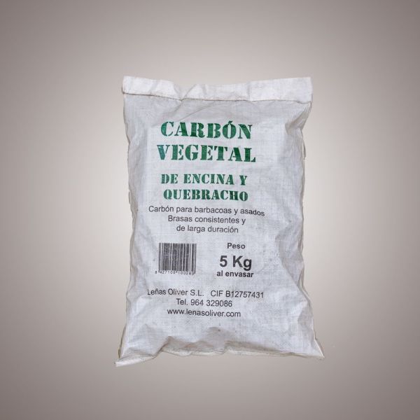 Carbón Vegetal de Encina y Quebracho 5 kg para Parrilla y Barbacoa