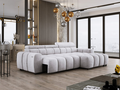 Luxusbetten24 Amalfi Designer Samt Sofa mit elektrischer Sitzerweiterung