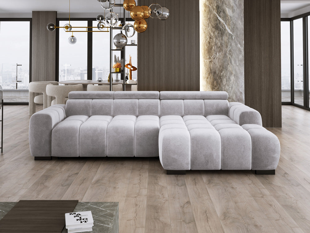Luxusbetten24 Amalfi Designer Samt Sofa mit elektrischer Sitzerweiterung