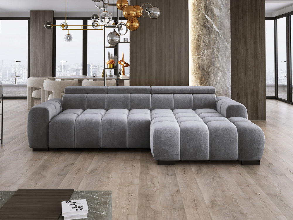 Luxusbetten24 Amalfi Designer Samt Sofa mit elektrischer Sitzerweiterung