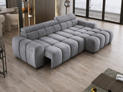 Luxusbetten24 Amalfi Designer Samt Sofa mit elektrischer Sitzerweiterung