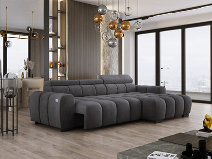 Luxusbetten24 Amalfi Designer Samt Sofa mit elektrischer Sitzerweiterung