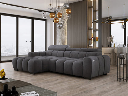 Luxusbetten24 Amalfi Designer Samt Sofa mit elektrischer Sitzerweiterung