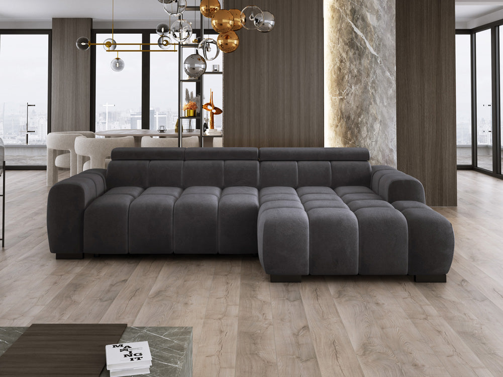 Luxusbetten24 Amalfi Designer Samt Sofa mit elektrischer Sitzerweiterung