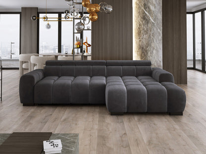 Luxusbetten24 Amalfi Designer Samt Sofa mit elektrischer Sitzerweiterung