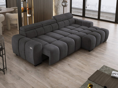 Luxusbetten24 Amalfi Designer Samt Sofa mit elektrischer Sitzerweiterung