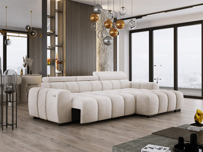Luxusbetten24 Amalfi Designer Samt Sofa mit elektrischer Sitzerweiterung