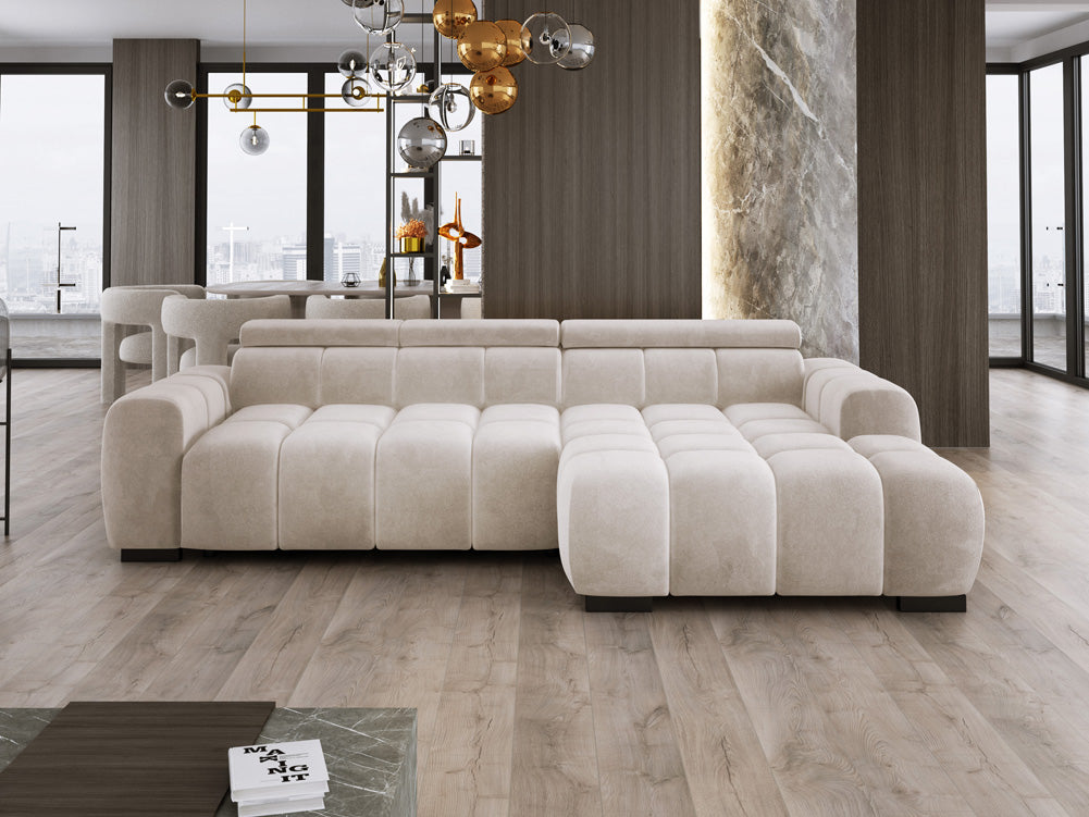 Luxusbetten24 Amalfi Designer Samt Sofa mit elektrischer Sitzerweiterung